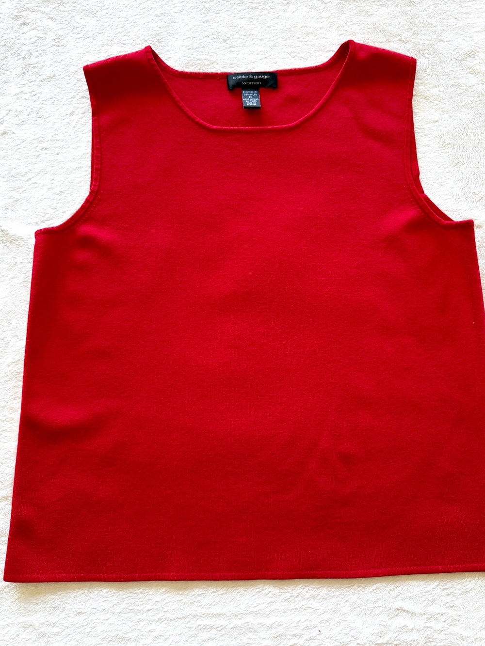 Cable & Gauge Red Sleeveless Shell Tank Top Simple Timeless Classic Plus Size
